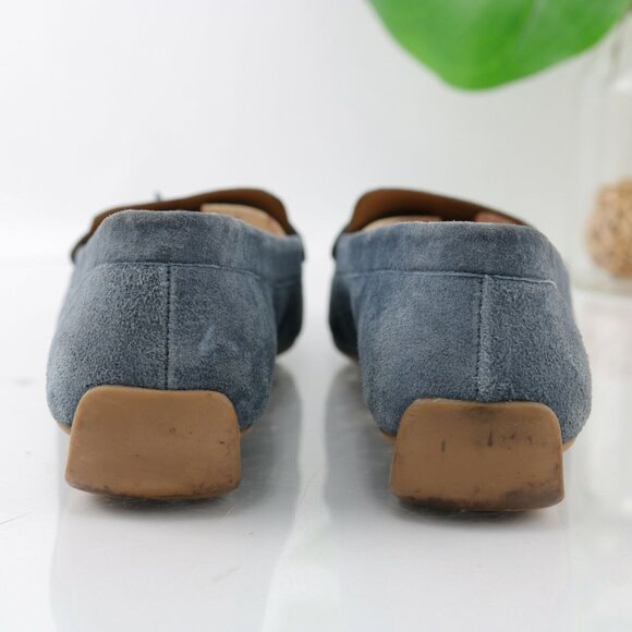 GH Bass Womens Bonnie Flat Size 9.5 Blue Suede Moccasin Moc Toe Tasseled Shoe - Picture 5 of 11